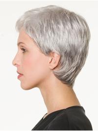 Best Quality 4" Cropped Synthetic Grey Lace Front Wig