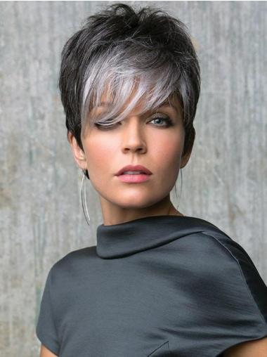 Amazing 6" Cropped Grey Synthetic Wig – Lace Front Straight