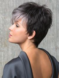 Amazing 6" Cropped Grey Synthetic Wig – Lace Front Straight