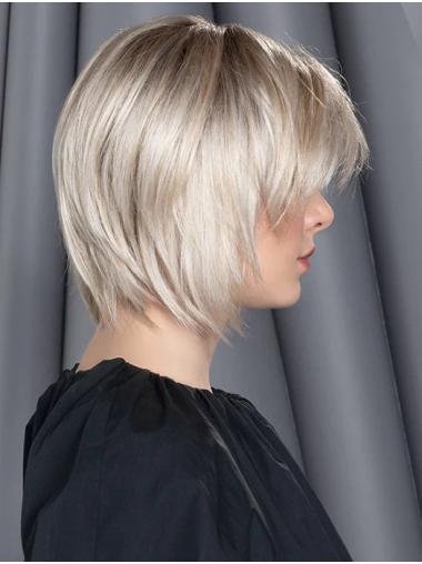 Platinum Blonde Monofilament Bob Wig – 10” Straight Style