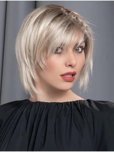 Platinum Blonde Monofilament Bob Wig – 10” Straight Style