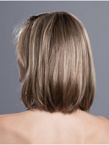 Shoulder-Length Straight Wig – 12" Synthetic Hair, Mono Part & Lace Front