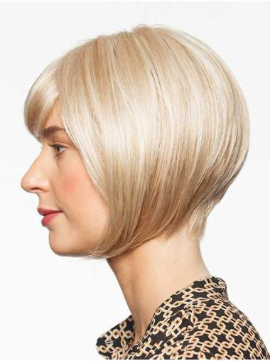 Chin-Length Blonde Bob Wig – Straight Synthetic, Monofilament Cap