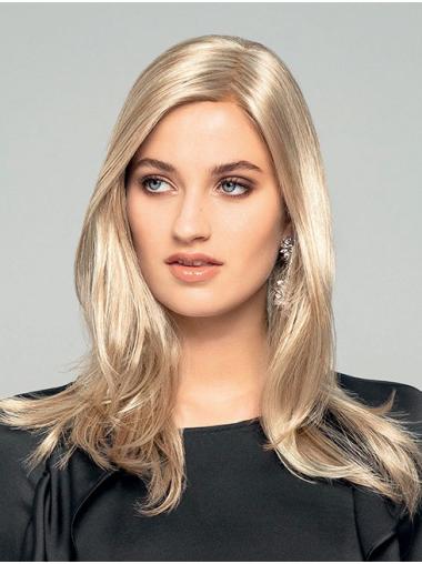 Long Straight Blonde Synthetic Wig – Monofilament Cap, No Bangs