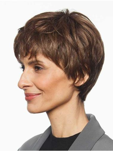 rown Boycut Wig – Straight Synthetic Style, Monofilament Top, Short Length