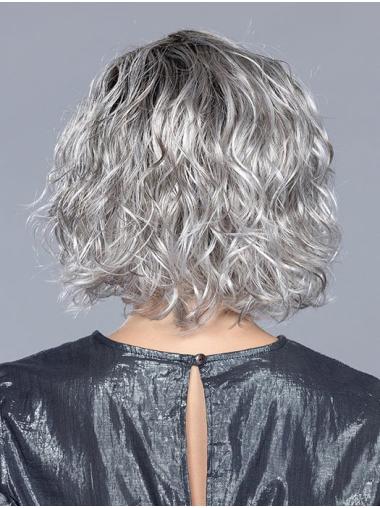 Monofilament Grey Curly Wig – 10 Inch Bob Style