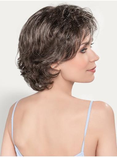 Brown Wavy Bob Wig – 10 Inch Monofilament Short Hair Wig