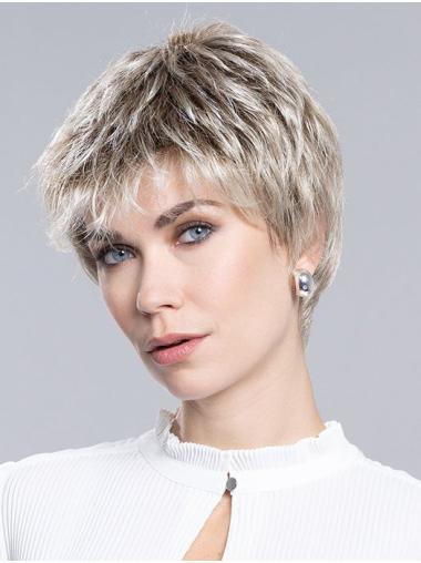 Blonde Straight Boycut Wig – 4" Monofilament for Natural Style