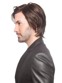 Wholesale Short Brown Wig for Men – 8” Remy Human Hair, Capless & Straight