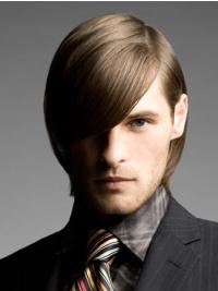 Chin-Length Men’s Wig – Straight Brown Remy Human Hair