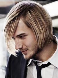 Chin-Length Men’s Wig – Straight Brown Remy Human Hair