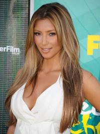 Long 24" Monofilament Human Hair Wig Without Bangs