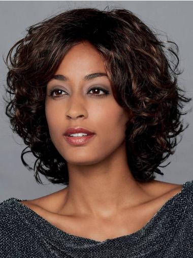 Monofilament 12" Curly Ombre/2 Tone Wig - No Bangs, Highlights for African American Style