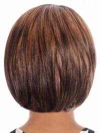 Straight Brown Chin-Length Bob Wig – Capless, Synthetic Style for Women