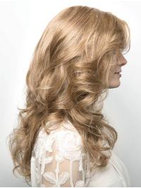 16-Inch Long Blonde Human Hair Wig – No Bangs, Modern Style