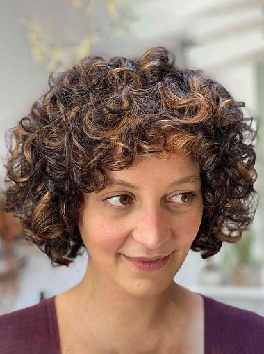 Short 8-Inch Ombre Bob Wig – Curly Human Hair with Monofilament Cap