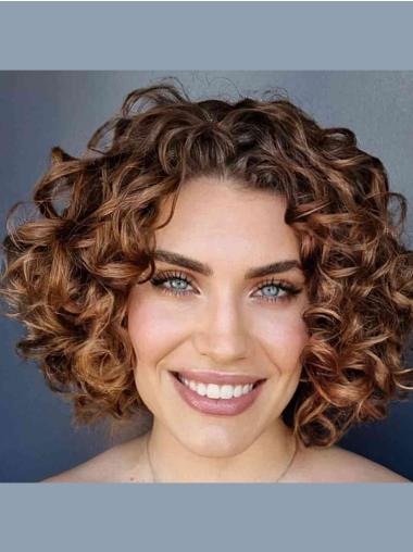 Short Curly Lace Front Bob Wig – 8-Inch Brown Human Hair Wig