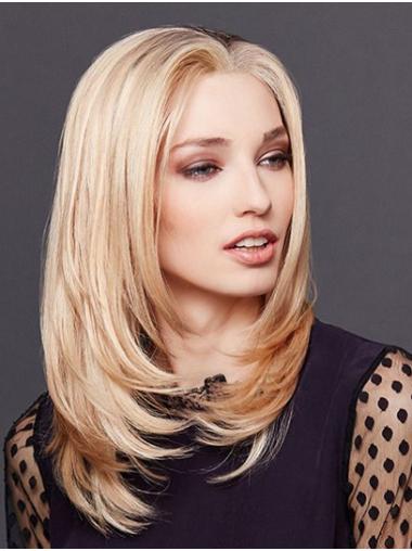 Gorgeous 14" Shoulder-Length Straight Blonde Remy Human Hair Wig – Monofilament, No Bangs
