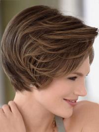 Exquisite Brown 8" Straight Wig – Human Hair Sleek & Stylish