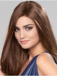 Long Straight Blonde Human Hair Wig – No Bangs, Elegant Ladies Style