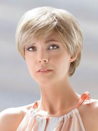 Blonde 8" Straight Wig with Bangs – Short Human Hair Elegant Design