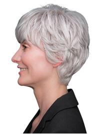 Short 8 Inch Remy Human Hair Wigs – Layered Wig for Older Ladies