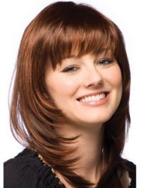 12" Auburn Straight Human Hair Long Wigs – High Quality & Natural Look