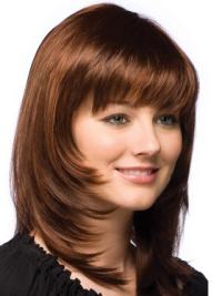 12" Auburn Straight Human Hair Long Wigs – High Quality & Natural Look