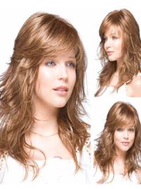 Cheap Human Hair for a Natural Look Capless Long Auburn Wigs