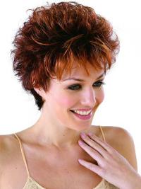 Short Auburn Curly Wigs – 4" Boycut 100% Remy Human Hair