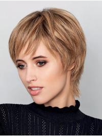 Short Straight Human Hair Wig – Ombre Boycut with Monofilament Top, Natural Look