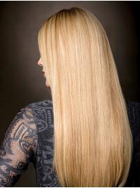 Blonde Lace Front Long Wigs – 22” Straight Remy Human Hair