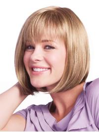 Affordable Brown Straight Wigs – 11" Human Hair Comfortable