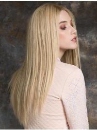 Blonde Straight Wig – Long Real Human Hair, Comfortable & Natural Look