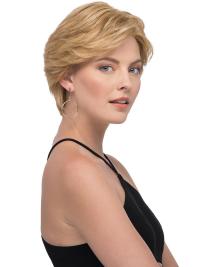 Blonde 6" Straight Short Wigs – 100% Hand-Tied Human Hair, Layered Style