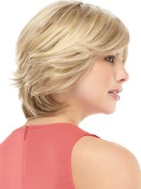 Wavy Blonde Human Wigs – Short with Bangs Soft & Flexible Design