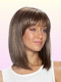 Long Brown Wigs with Bangs – Indian Remy Human Hair Wigs
