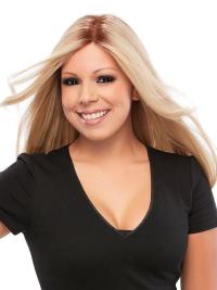 Long 16" Blonde Wavy Layered Human Hair Wigs – 100% Hand-Tied