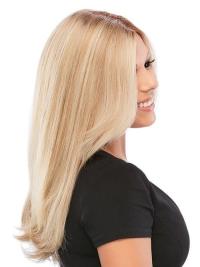 Long 16" Blonde Wavy Layered Human Hair Wigs – 100% Hand-Tied