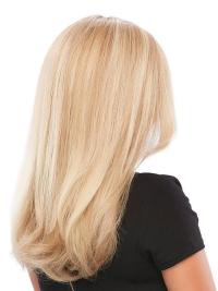 Long 16" Blonde Wavy Layered Human Hair Wigs – 100% Hand-Tied