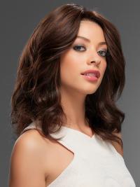 Wavy Human Hair Wig in Brown – Shoulder-Length Long Wigs Online