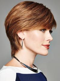 Short Straight Human Hair Wig – 8" Auburn Monofilament with Bangs