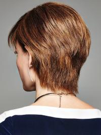 Short Straight Human Hair Wig – 8" Auburn Monofilament with Bangs