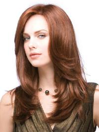 18" Auburn Long Layered Human Hair Wigs – 100% Hand-Tied