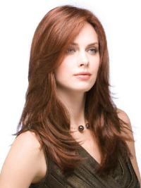 18" Auburn Long Layered Human Hair Wigs – 100% Hand-Tied