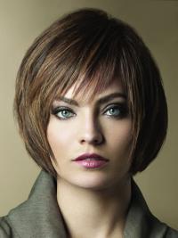 Short Brown Straight Layered Human Hair Wig – Comfortable & Quality