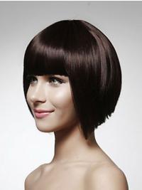 Chin-Length Straight Black Bob Wig – Human Hair Capless Design