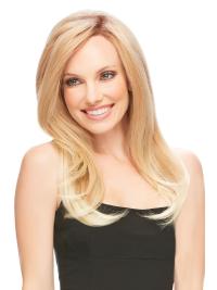 17" Blonde Straight Lace Front Wig – Layered Style, 100% Real Human Hair