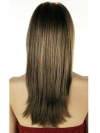 Exquisite Long Straight Brown Remy Human Hair Wig with Bangs