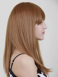 100% Human Hair Wig – Auburn Long Style with Bangs, Cheap Capless Design